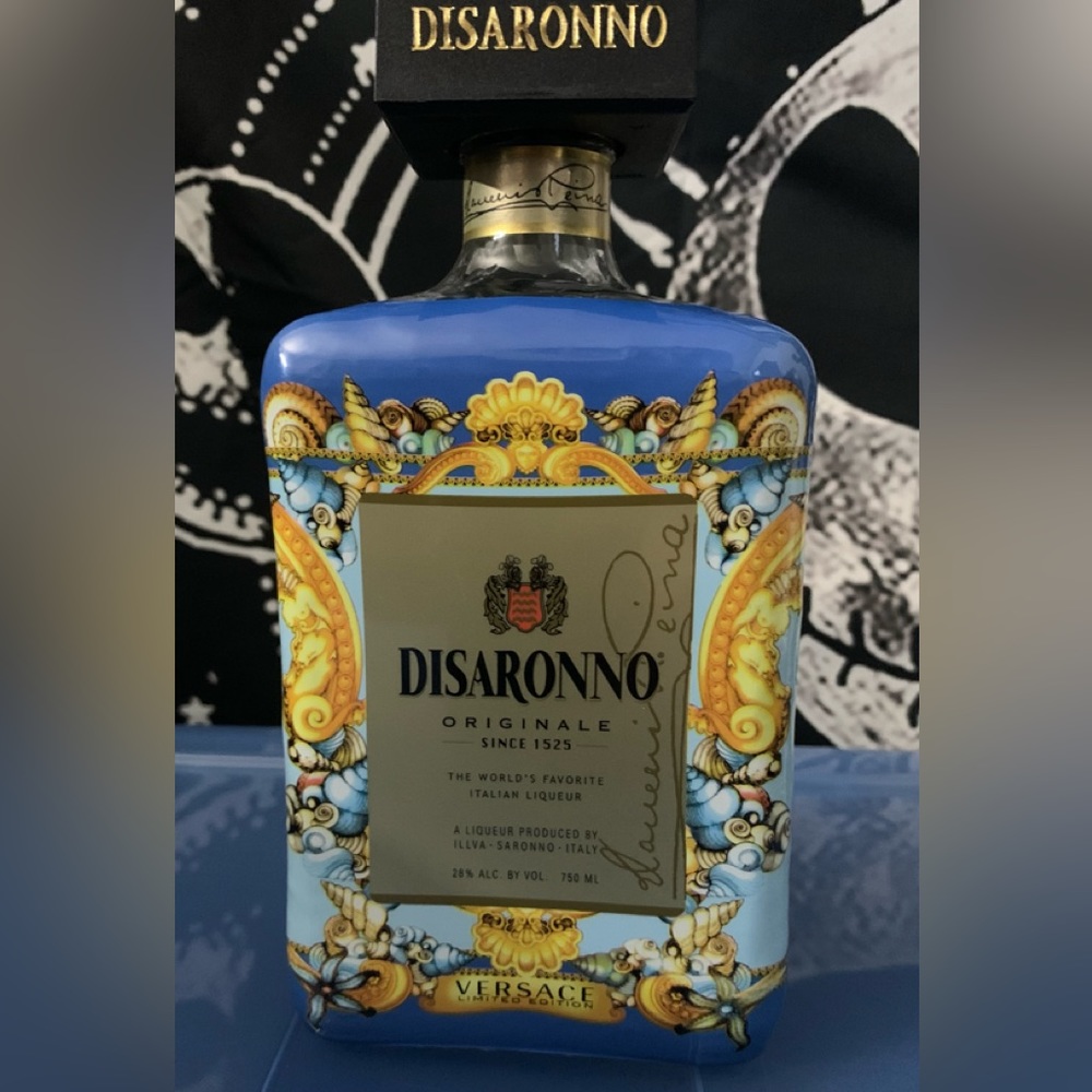 Empty Versace Disaronno bottle